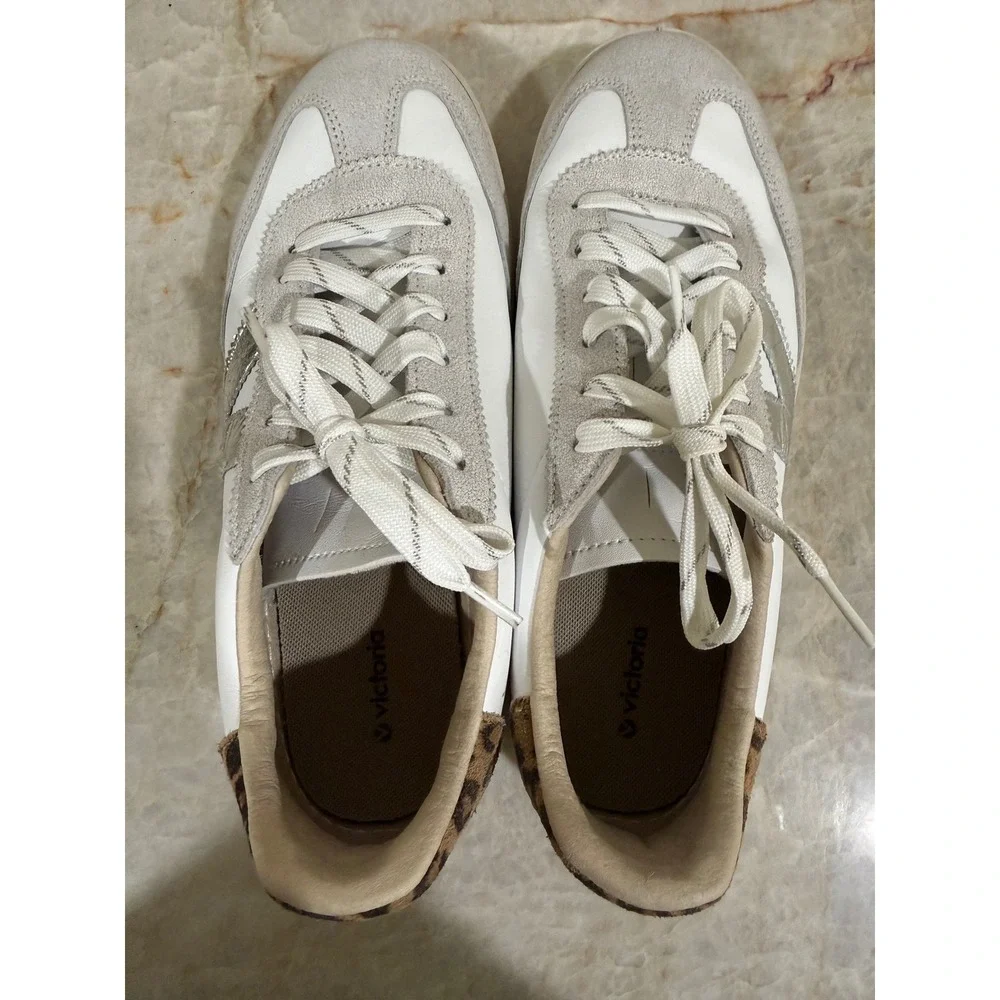 Victoria Berlin Ciclista White Silver Leopard Sneakers Women's 10